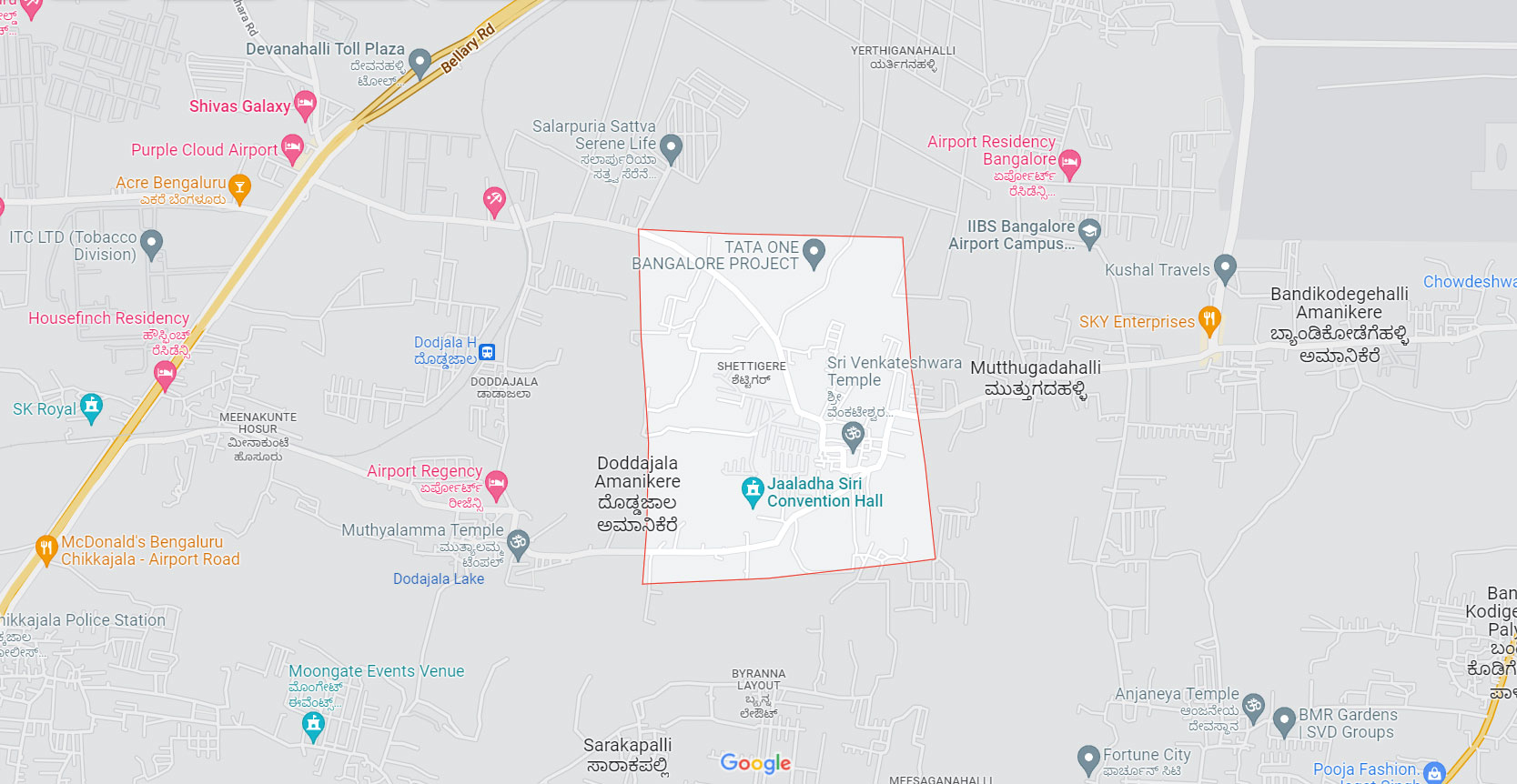Birla Commercial Shettigere Bengaluru Location Map