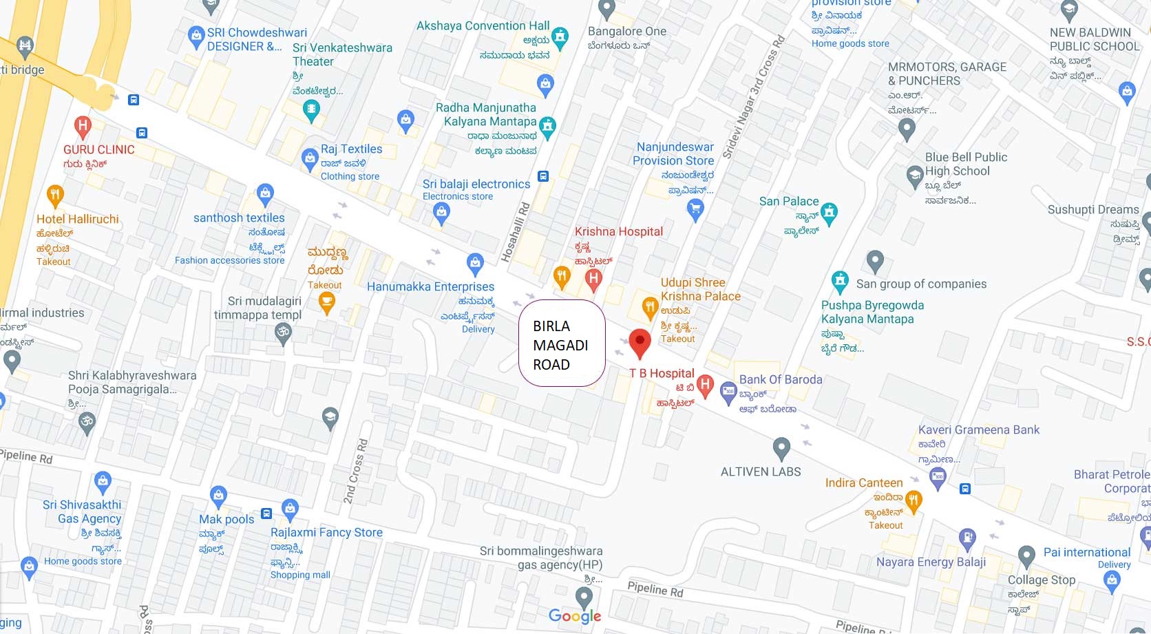 Birla Magadi Road Bengaluru Location Map
